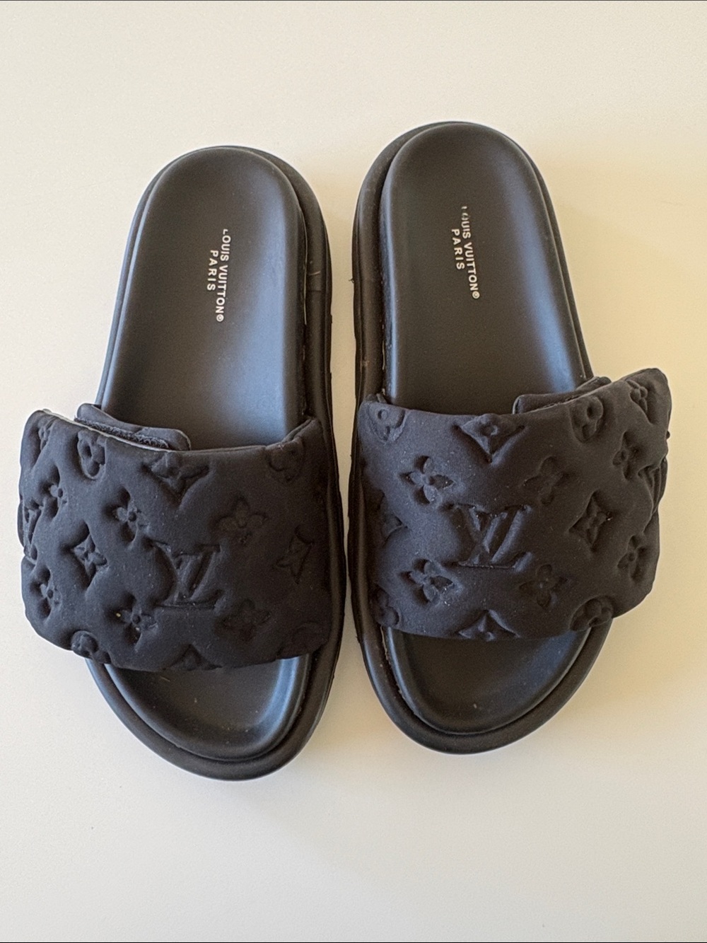 Black Quilted Monogram Slide Fashion Sandals
